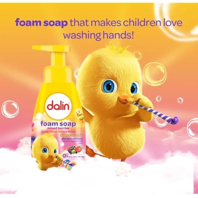 DALIN صابون رغوي بتوت مختلط | غسول يدين للأطفال مضاد للحساسية مع الجلسرين | لطيف ومرطب | 0% كحول، بارابين، صبغة | 200 مل - Image 2